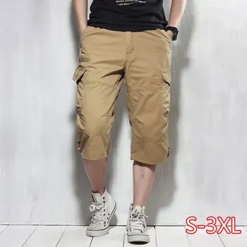 

Male Shorts Multi Pocket Summer Loose Zipper Breeches Khaki Grey Plus Size Short Pant Casual Cotton Black Long Mens Cargo Shorts