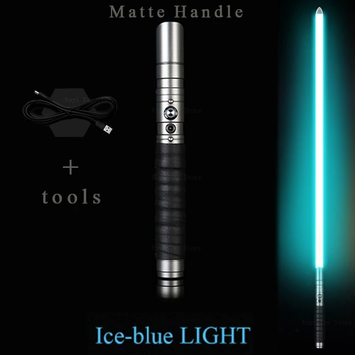 Световой меч Jedi sith Luke Light Saber Force FX Heavy Dueling перезаряжаемый меняющийся цвет звук FOC Блокировка металлическая ручка меч - Цвет: Matte-ice blue