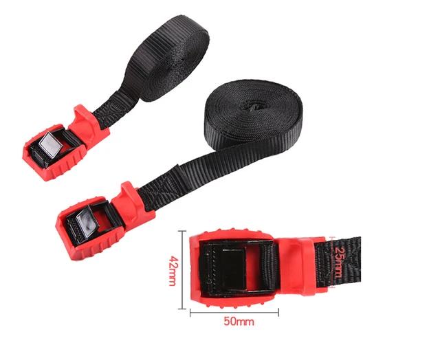 Lot De 4 Sangles D'arrimage à Cliquet - 2.5 M X 25 Mm, Vertes, Charge Max 250 Kg, Pour Moto, Voiture, Remorque