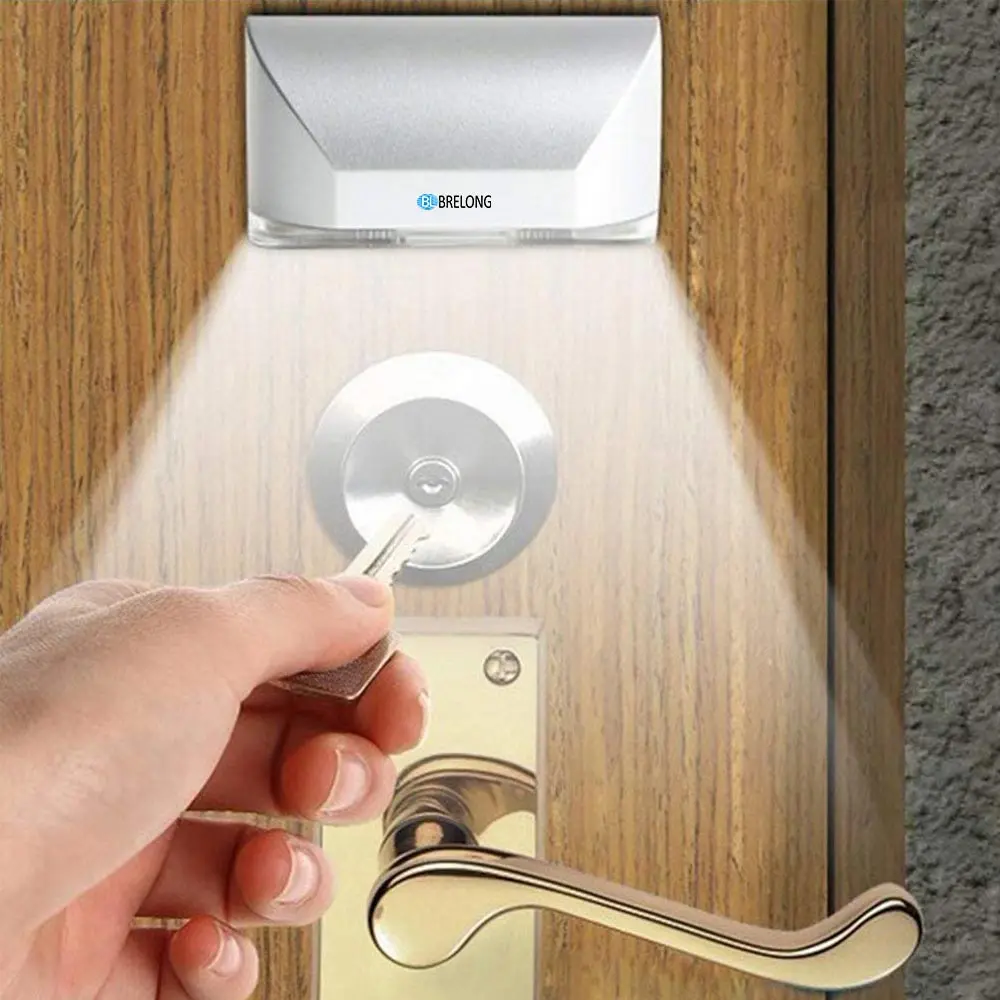 LSL LED Door Lock Night Light With 4 LED Intelligent Auto PIR Door Lock Cabinet Key Induction Small Night Light Sensor Lamp