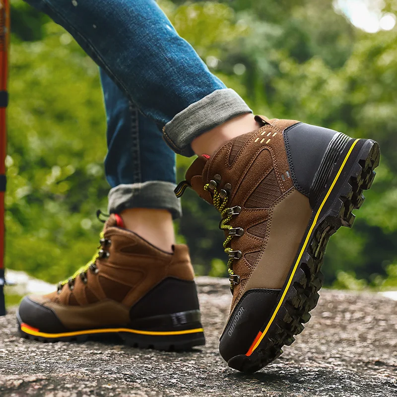 Professional Men Oudoor Hiking Shoes Watherproof Leather Shoes Mountain Climbing Boots Trekking Sport Sneakers Men Hunting Shoes