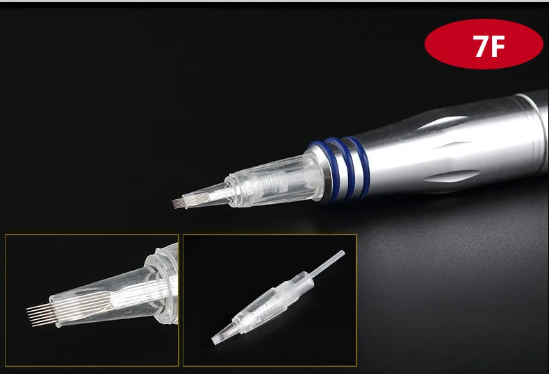 100 PCS 7F Ручка для микроблейдинга Электрический Цифровой Постоянный роторный наборы для машинного макияжа пистолет бровей губ МТС карандаш для татуажа+ картридж иглы - Цвет: 100 PCS 7F