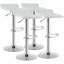 

Set of 4 Swivel Bar Stool PU Leather Adjustable Kitchen Counter Chair 2*HW66518
