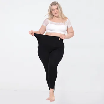 

Plus Size Leggings Women Clothing Spring 2020 Cotton High Waist Pencil Pants Skinny High Elasticity Seamless Leggings Black New