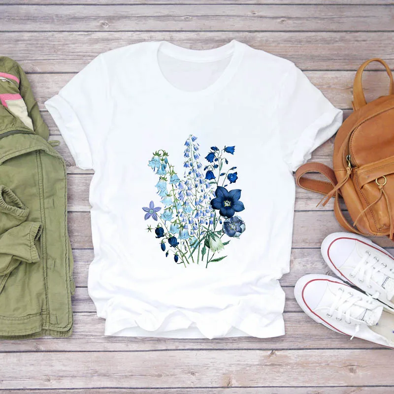 

Women's Summer Flower Graphic Print T-shirt Harajuku Fashion Women's Short sleeve graphic T-shirt woman tshirts tops graphic tee