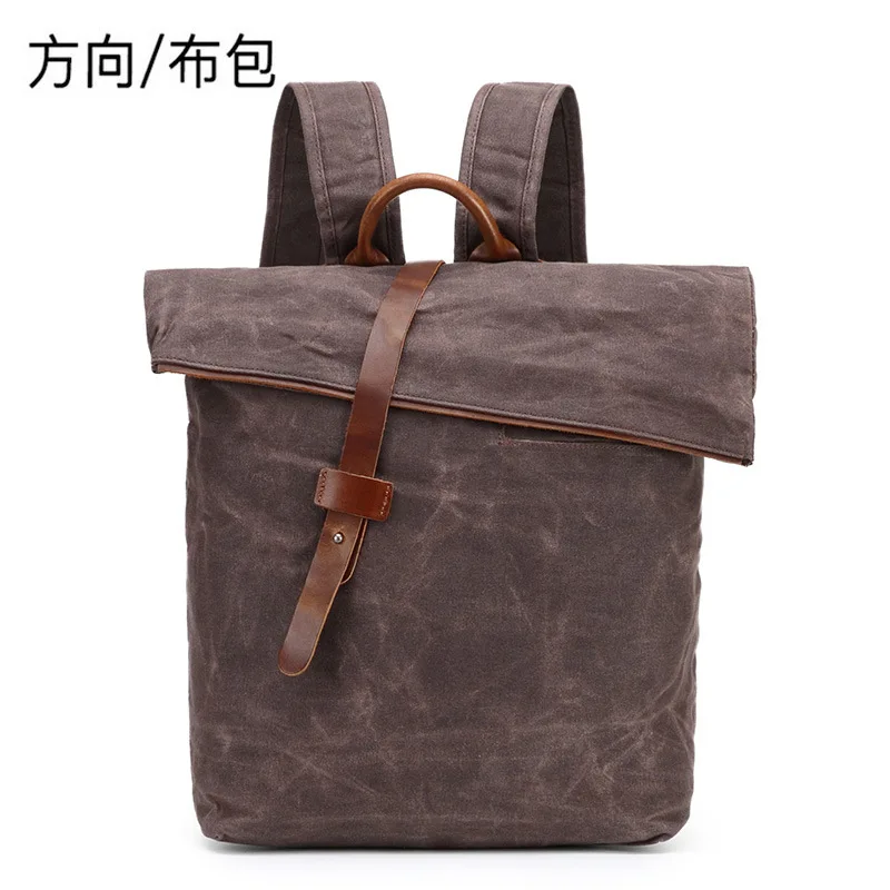 Ретро Мужская вощеная ткань досуг двойной сумка на плечо путешествия
