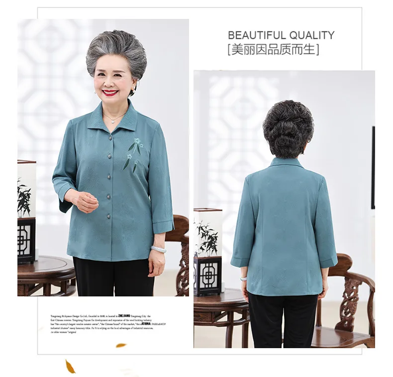 Spring Clothing New Products Grandma-Three-quarter-length Sleeve Elderly People WOMEN'S Suit Elegance 60-Year-Old Grandma-T