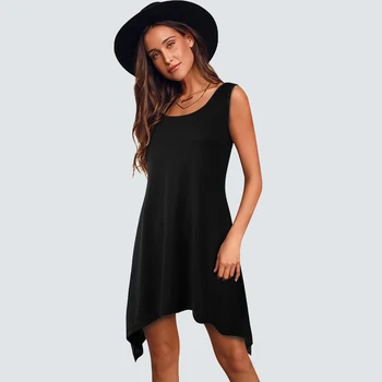 

Women Brief Sleeveless T Shirt Casual Summer O-Neck Solid color Tops H413