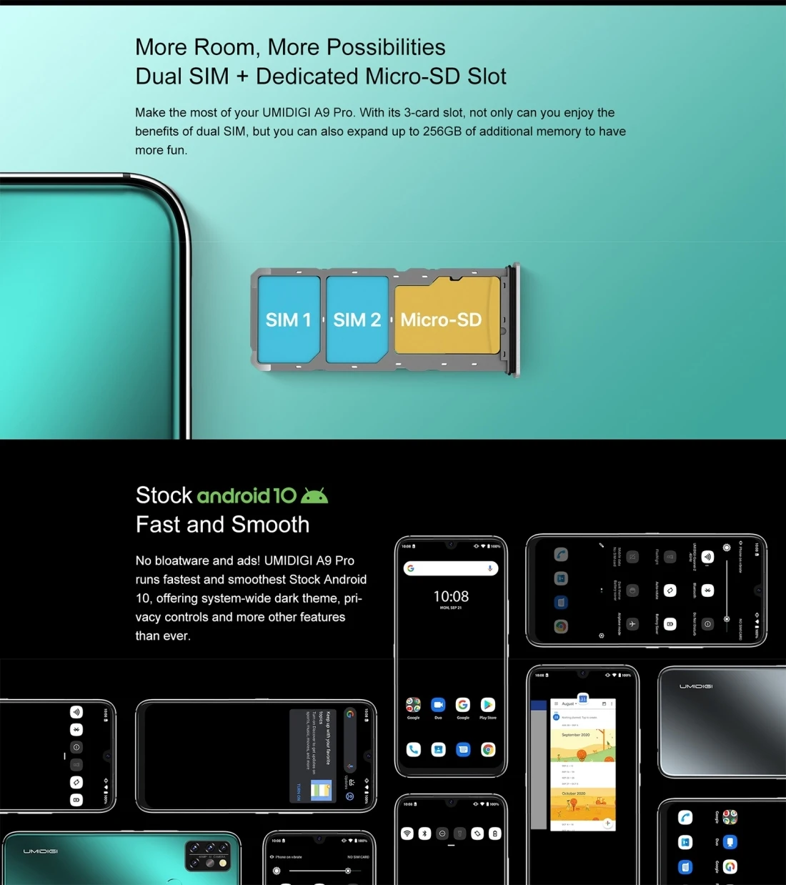 UMIDIGI A9 Pro 8GB 128GB Global Version Smartphone 6.3" 48MP Quad Rear Camera Helio P60 Octa Core 4150mAh Face ID Mobile Phone latest umidigi