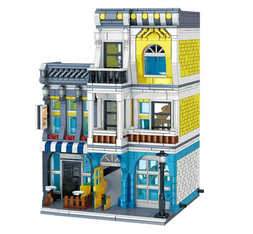 ZHEGAO в наличии QL0934 Creator Street MOC View Series летний конструктор виде кофейни 1278 блоков