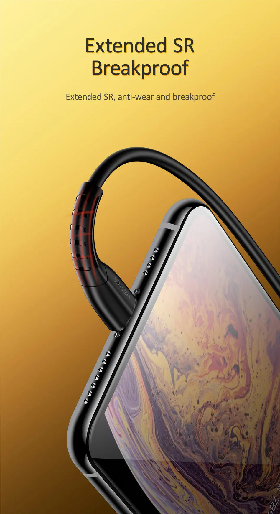 USAMS 3 в 1 USB кабель type C кабель для samsung s9 plus Micro usb кабель для зарядки для iPhone X 8 7 6s Plus 5 5S SE 5c C кабель