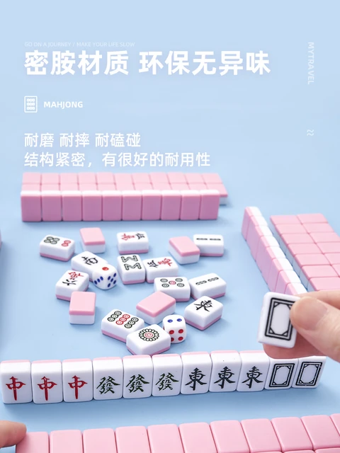 Mini jogos de tabuleiro de mahjong japonês portátil conjunto peças de  xadrez família reunião jogos de