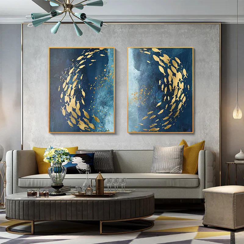 Modern-Abstract-Nordic-Style-Wall-Art-Canvas-Painting-Golden-Fish-Blue-Sea-Poster-Home-Decoration-Wall (1)