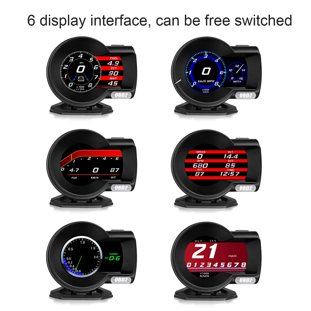 

KKMOON OBD2 Instrument High Definition LCD Color Screen Car HUD Head-up Display Vehicle Diagnostic Tool Scan Code Speedometer