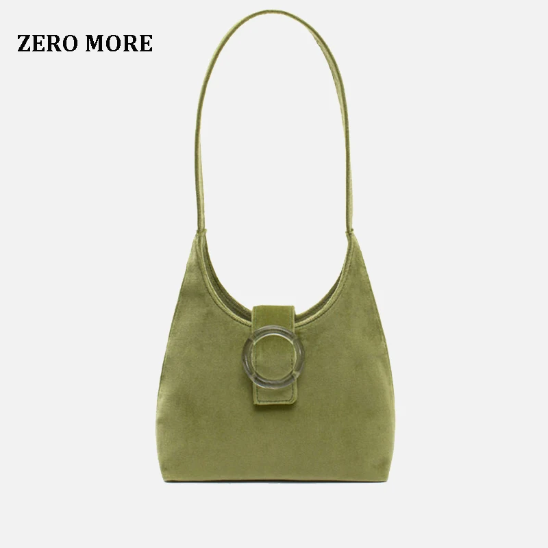 

Faux Suede Retro Shoulder Bag Women 2019 New Elegant Summer Designer Niche Transparent Button Velvet Tote Handbag Simple Female