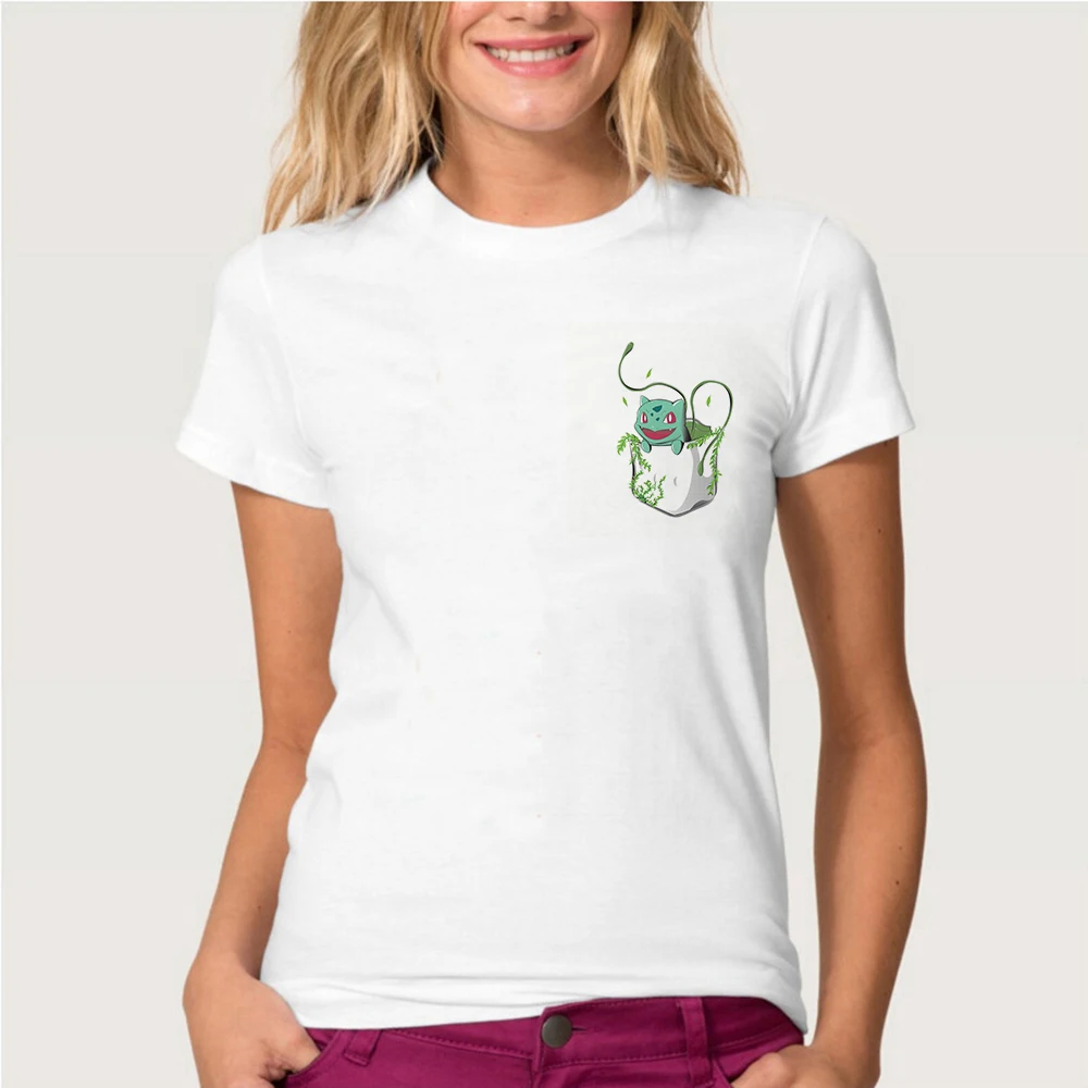 Camisetas Verano Mujer тонкая футболка Пикачу Бульбазавр Наруто стиль Harajuku футболка Досуг Мода Эстетическая футболка - Цвет: 19bk330