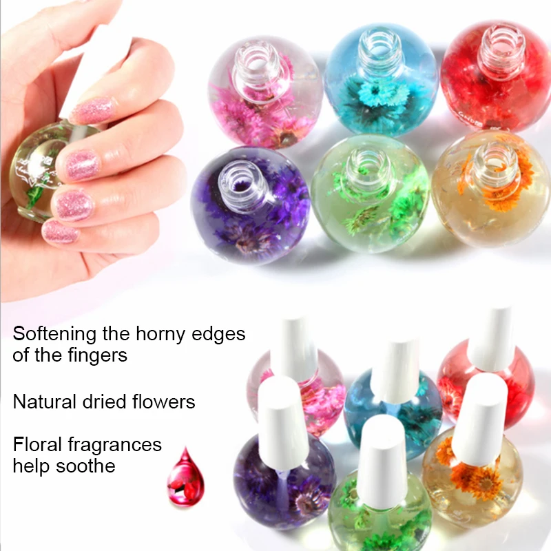  15ml Dried Flowers Nail Softener Nutritional Oil Cuticle Revitalizer Polish Repair Nail Skin Protec