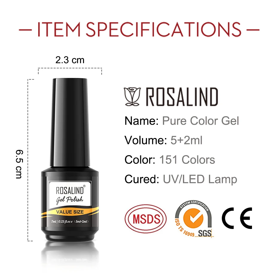 ROSALIND Gel Nail Polish Glitter Gel For Manicure Art Semi Permanent Hybrid Varnish Need UV LED Base Top Coat Nail Polish