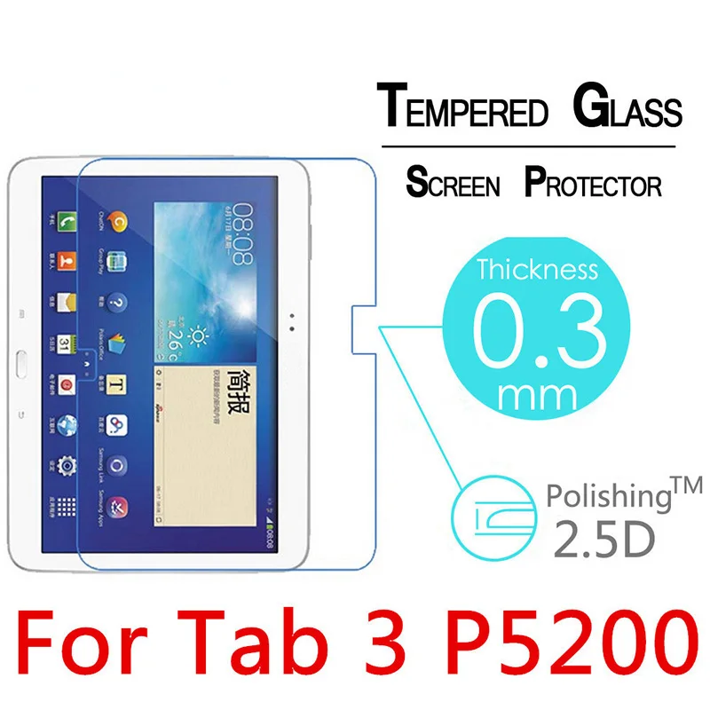 9H Tempered Glass For Samsung Galaxy Tab 3 10.1 SM-P5200 GT-P5200 P5210 10.1'' Tablet Screen Protective Film Cover Glass 10inch 6