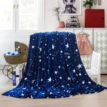 

Blue Velvet Blanket Four Seasons Autumn And Winter Stars Print Flannel Blanket Dropshipping Selling in stock Spot US warehou