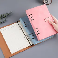Carnet de notes à spirale A5, avec boucle magnétique créative, couverture en cuir, pour le bureau, classeur à 6 anneaux, carnet de notes 2021 2022 