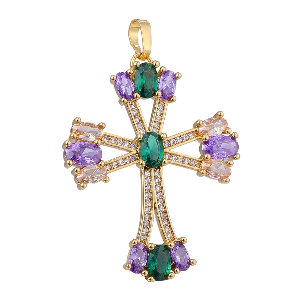 Juya DIY 18K Echtgold vergoldet Großhandel Christian Kreuz Charms für handgemachte Weihnachten religiöse Rosenkranz Anhänger Schmuckherstellung – Detail 17
