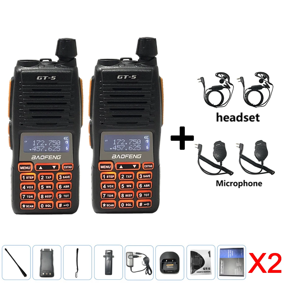 2PCS/LOT BAOFENG Newest GT-5 Two Way Ham Radio UV-82 PRO 30KM Long Distance Dual Band  Double PTT Walkie Talkie BF uv 82 update military walkie talkie Walkie Talkie