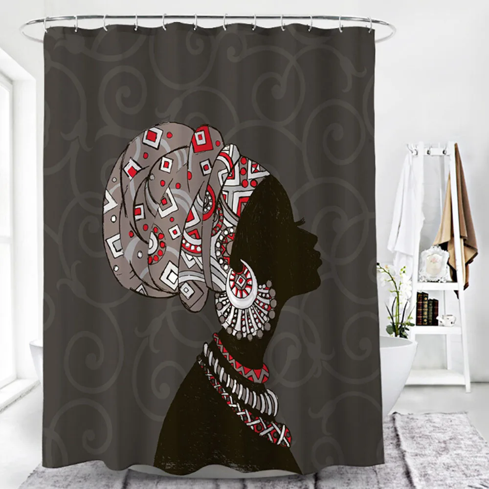 

Africa Style Shower Curtain Bathroom Waterproof Polyester Curtain With 12pcs Hooks Gift Navidad