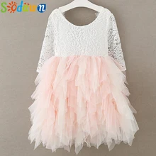 Sodawn/платья принцессы для девочек осенние детские платья с длинными рукавами кружевные Детские платья для дня рождения