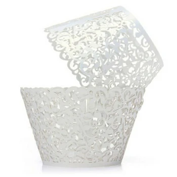

50pcs/lot DIY Lace Laser Cut Cupcake Wrapper Filigree Baking Cup Hollow Paper Cake Cup Baking Fondant Cupcake Decoration