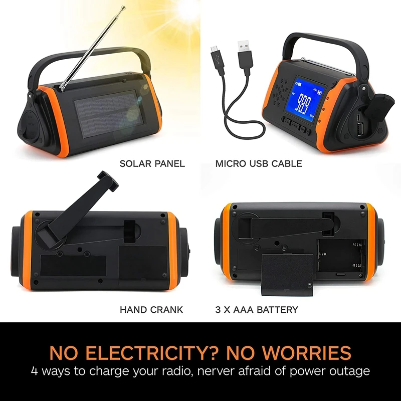 NOAA Weather Crank Solar Powered Portable Radio