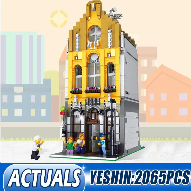 

Lepining MOC City Street Toys The Ice Cream Shop Set Compatible with 10190 Modular Building Blocks Bricks Christmas Gifts