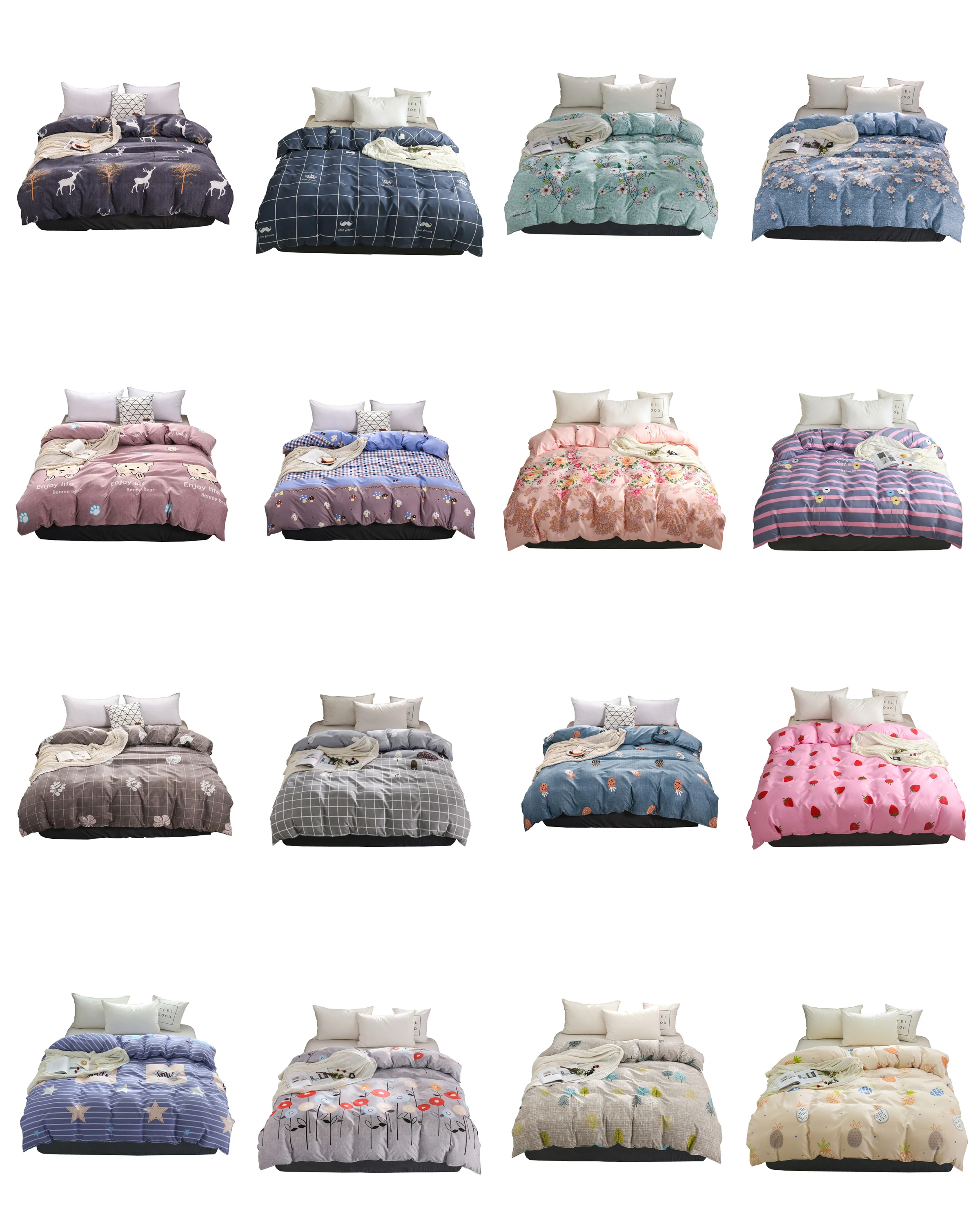 Одеяло-QUILTSETS-COVER BEDING SET легкий уход и чистка розовый медведь с застежкой-молнией Современный узор