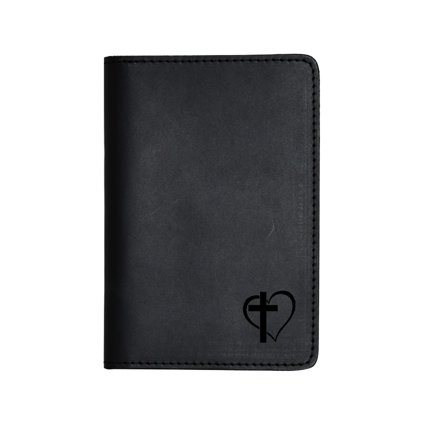 Black passport cover Кошелек для паспорта с выгравированным изображением Сердца Иисуса, Бога, сердца и любви, держатель для карт, чехол для паспорта, кошелек для путешествий - Цвет: Black passport cover