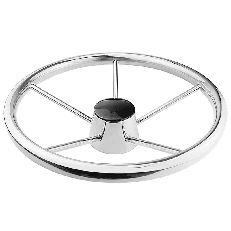 13 1/2 inch Boat Stainless Steel Steering Wheel 5 Spoke 25 Degree for