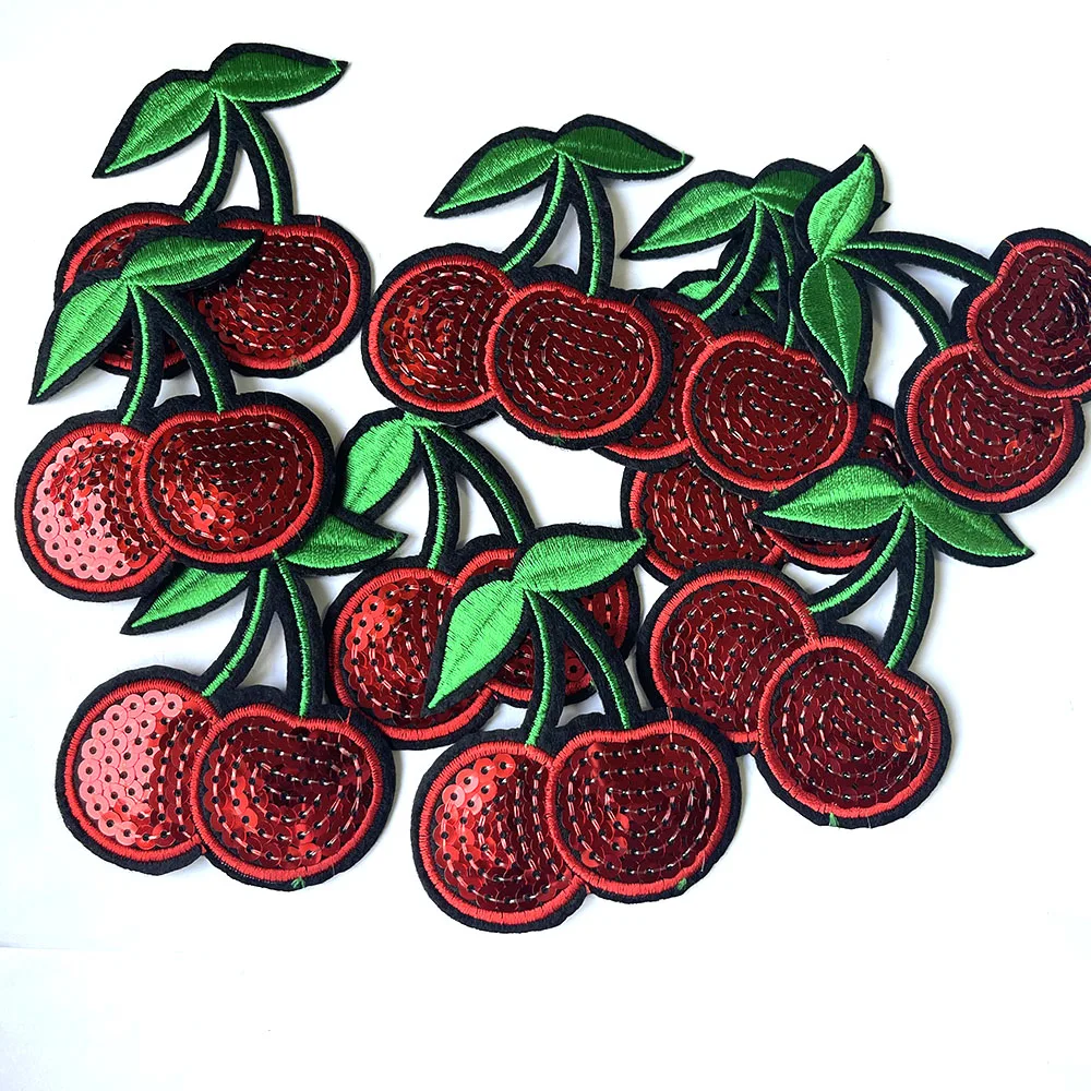 Prueba Etna aborto 10pc Cherry Sequin Patch Beaded Applique Appliques Embroidered Iron On  Patches For Clothing Parches Bordados Ropa - AliExpress