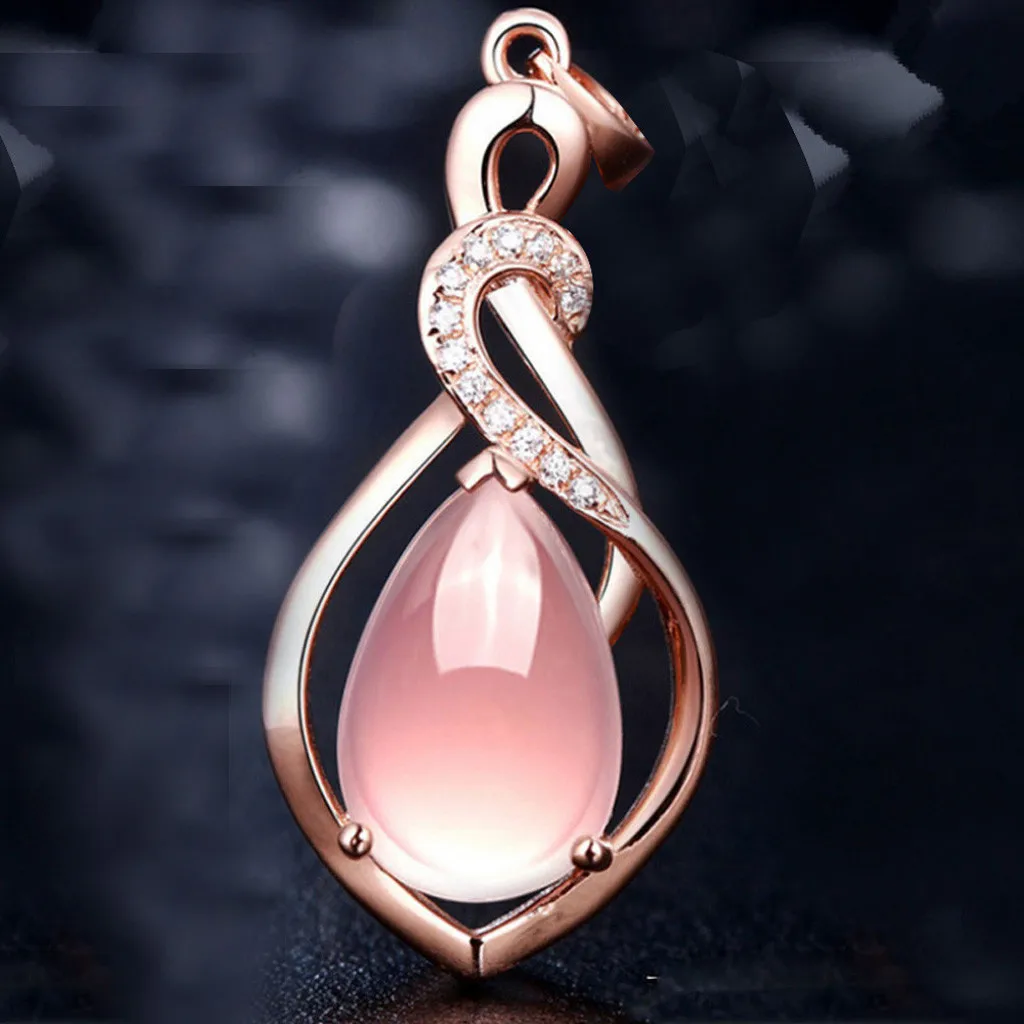 Женское ожерелье из розового золота с подвеской кристаллом|Подвески| |