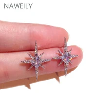 Корейские супер мигающие стразы звезда серьги женские новые модные серебряные иглы темперамент серьги-гвоздики