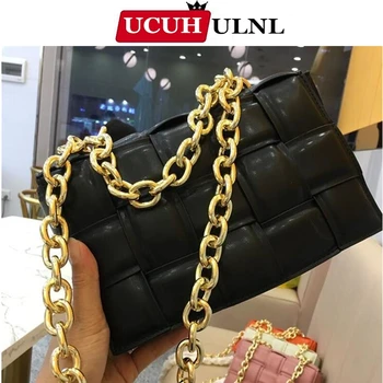 

Wallet PU Leather Woven Flap Crossbody Bag 2020 New Quality Luxury Women's Designer Handbag Chain Tote Shoulder Messenger Bag