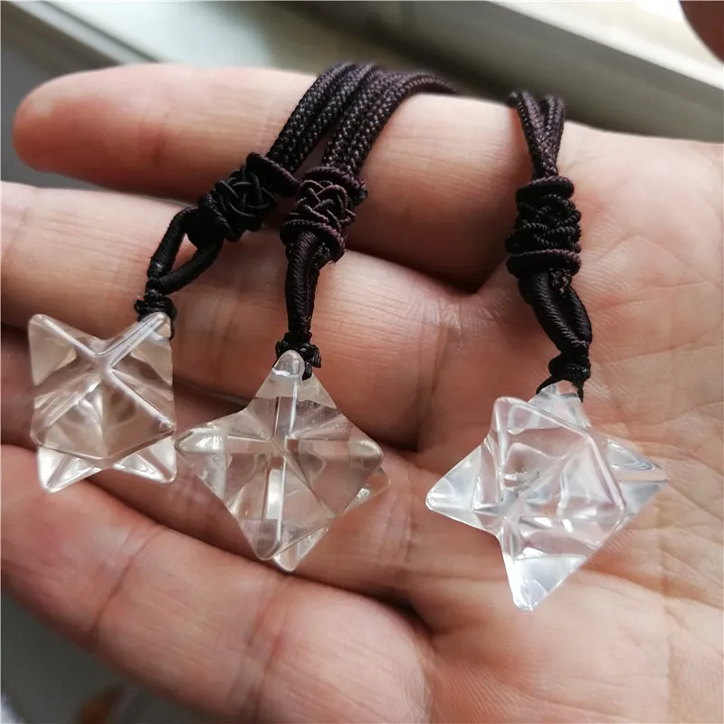 천연 투명 크리스탈 메르카바 진자 크리스탈 스톤 메르카바 별 에너지 미네랄 보석 힐링 장식품