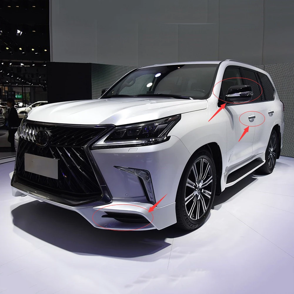 

Special Black Edition Car Black Door Handle Cover Front Bumper Side Vent Splitter Lip Trim For Lexus LX570 2016- 2019