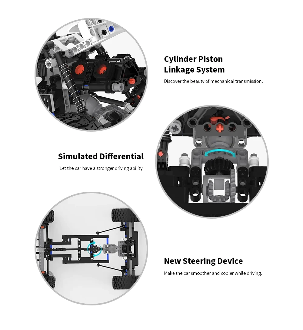 Xiaomi Mitu Building Blocks Robot Desert Racing Car DIY Educational Toys Ackermann Steering Cylinder piston linkage Kids Gift (8)