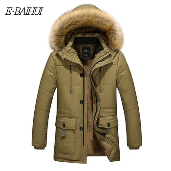 

E-BAIHUI winter coats mens 100% cotton thicken Parkas Masculino Jackets Hooded Jacket men's Parkas Coat warm outwear male J005