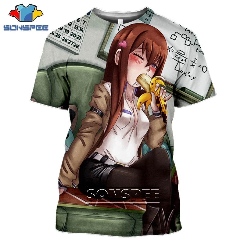 Мужская футболка с коротким рукавом SONSPEE 3D изображением аниме Steins Gate Сексуальная