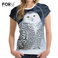 FORUDESIGNS/Kawaii, футболка с снежной совой, футболка с изображением птиц с короткими рукавами, женская футболка Harajuku, футболки, женские топы, одежда