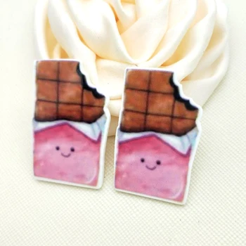 

30pcs/50pcs Flat Back Planar Resin Cartoon foods chocolate resin Acrylic Resin Cabochons for DIY bow Decoration 25*38mm R1635