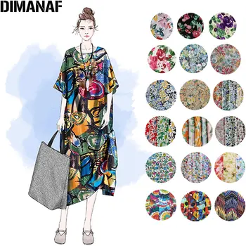 

DIMANAF Custom Dress 2020 Plus Size Women Summer Style Vintage Print Linen Oversize O-Neck Pattern Casual Dress Loose Dresses