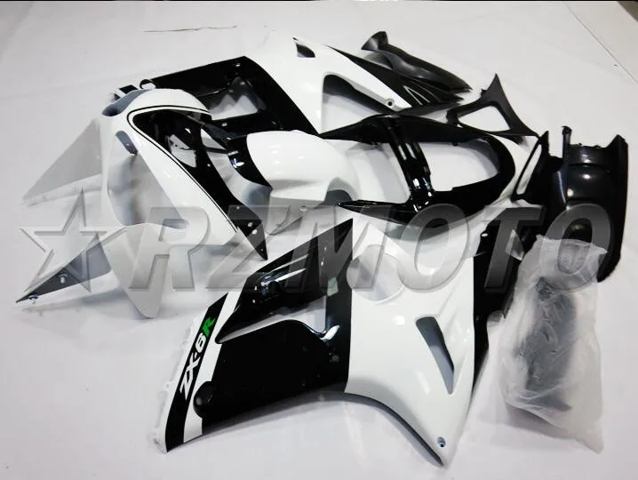 ABS Полный Обтекатель подходит для Kawasaki ZX6R 2003 2004 Мотоцикл Обтекатели ZX-6R 03 04 Ninja 636 Комплект кузова белый черный