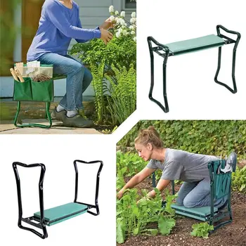 

Folding Garden Kneeler and Seat with Bonus Tool Pouch Portable Portable Garden Stool With EVA Kneeling Pad Handles
