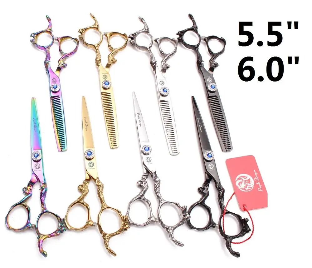 

Y9213 Dragon Carved Handle Professional Hairdressing Scissors Barber Cutting Thinning Scissors Hairdresser 5.5 6